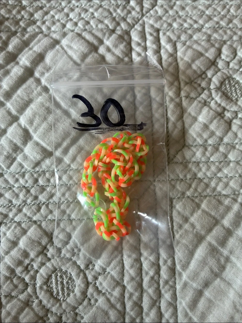 Neon Orange & Green Woven Rubber Bracelet